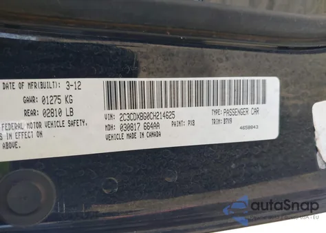 2012 Dodge Charger Se z USA, uszkodzony, nr VIN 2C3CDXBG0CH214625